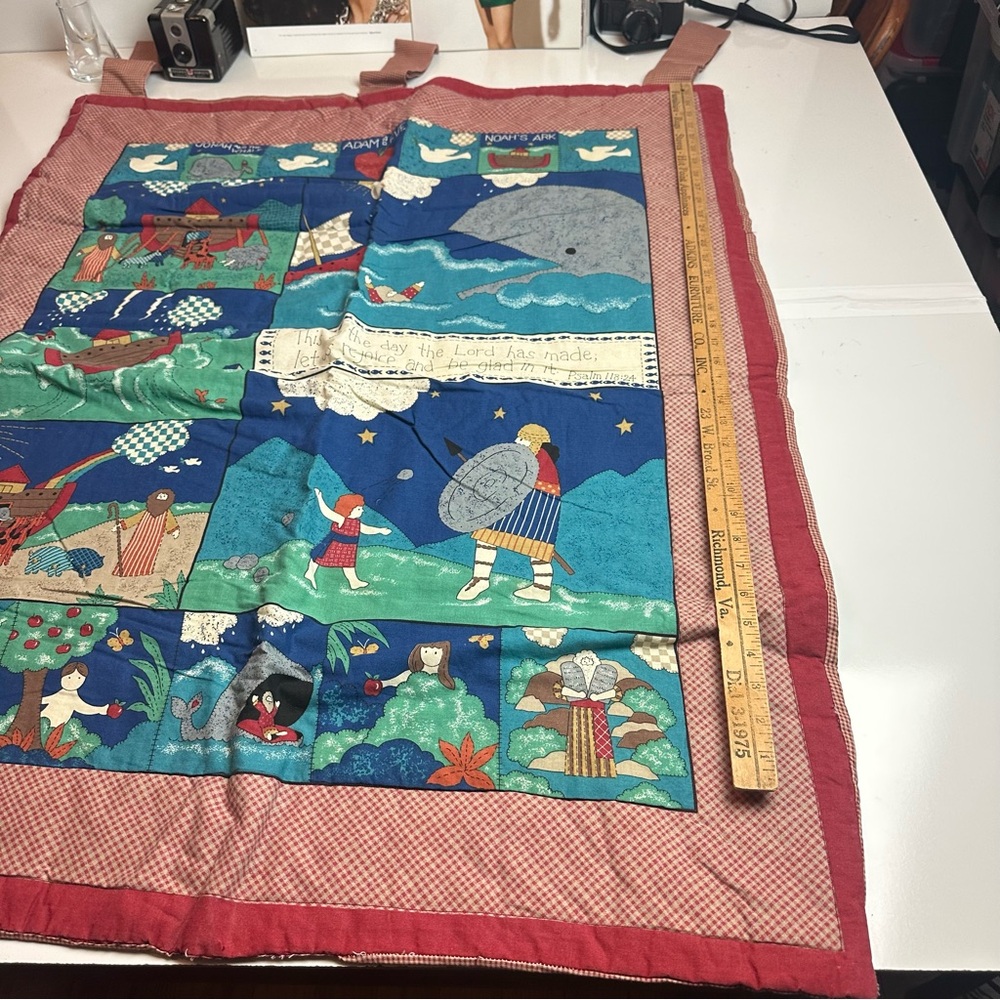 Vintage Handmade Bible Story Quilt Wall Hanging Cottagecore Christian Nursery - Picture 8 of 9